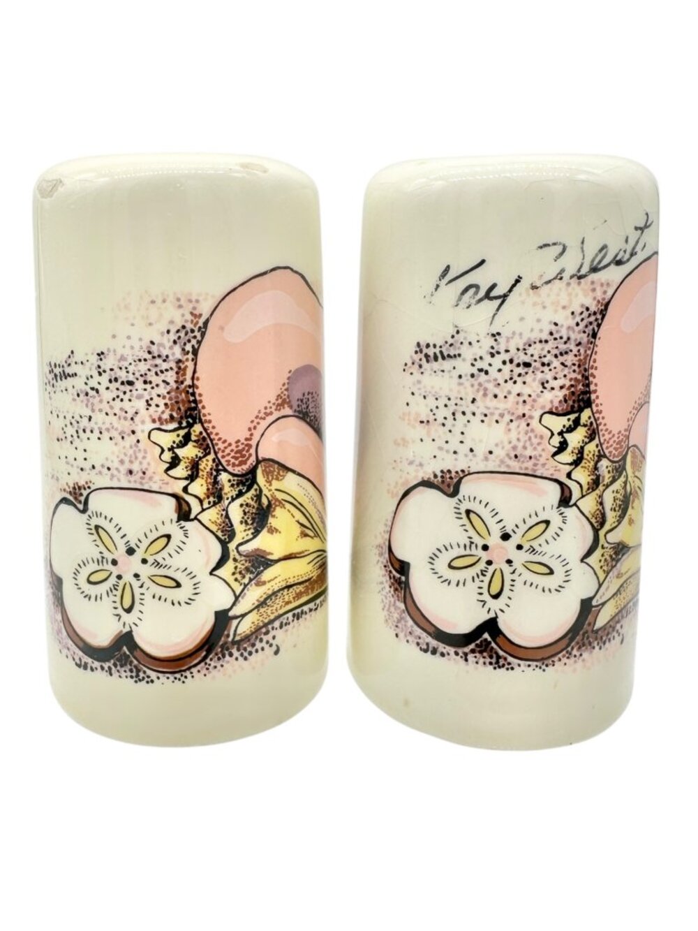 Vintage Key West Ceramic Salt and Pepper Shakers Conch Shell Design 3 inch Tall